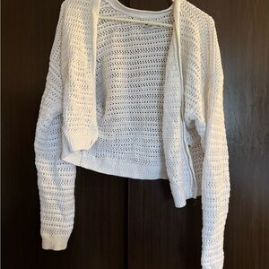 Hollister White Open-Knit Cardigan